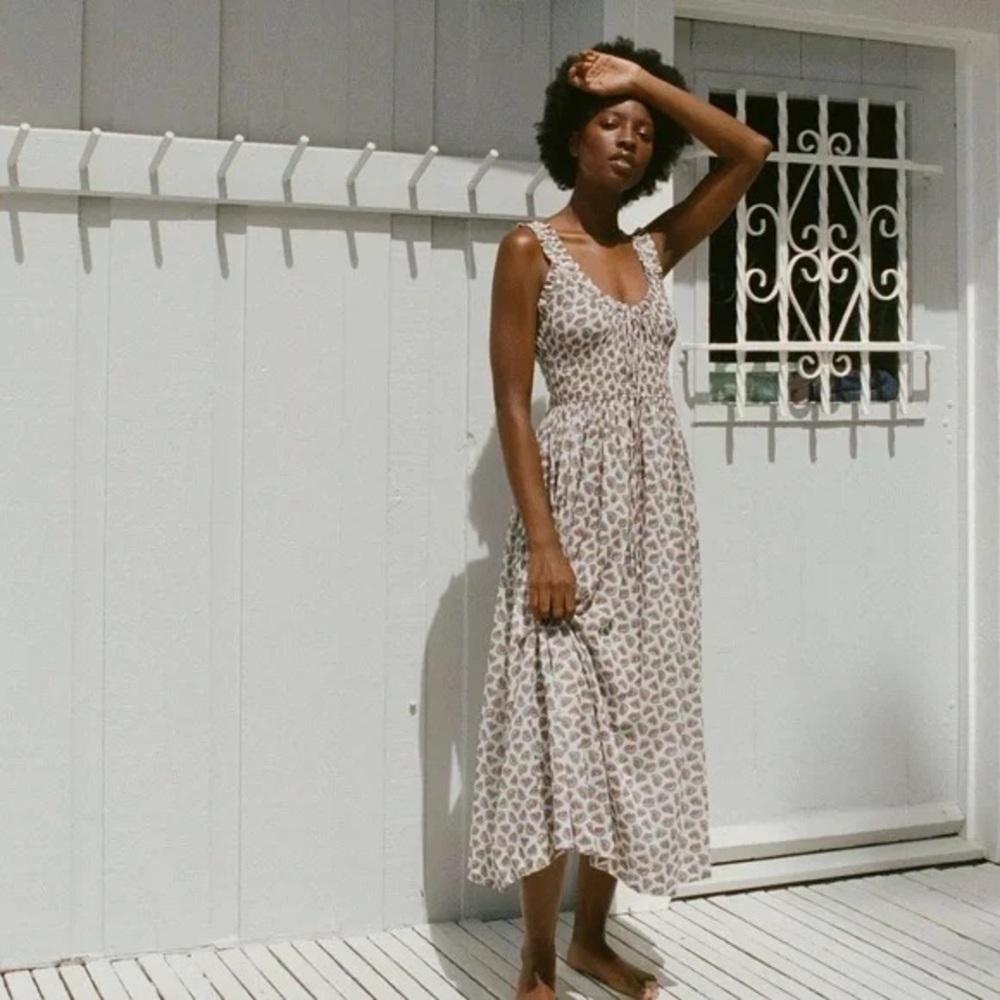 Doen Emmaretta Dress in Sea Salt Bedford Paisley M